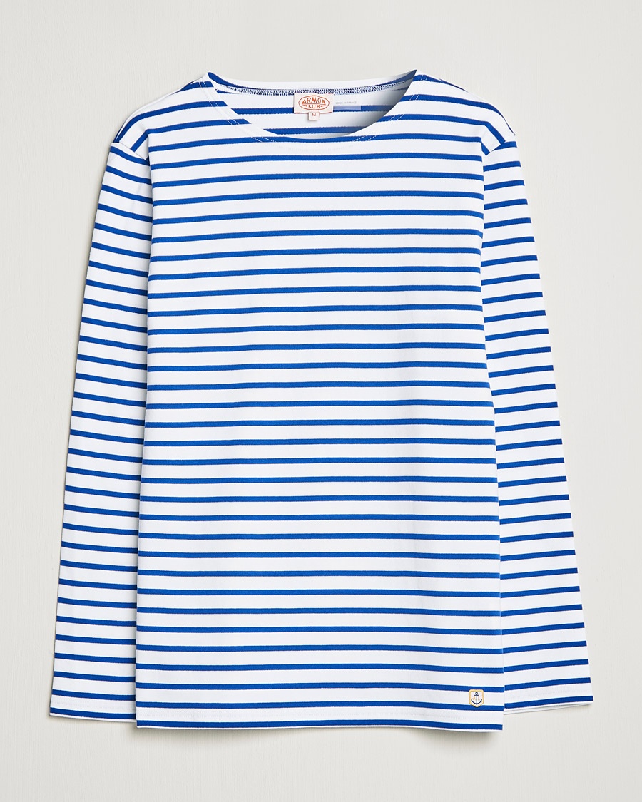 Men | Long Sleeve T-shirts | Armor-lux | Houat Héritage Stripe Long Sleeve T-Shirt White/Blue