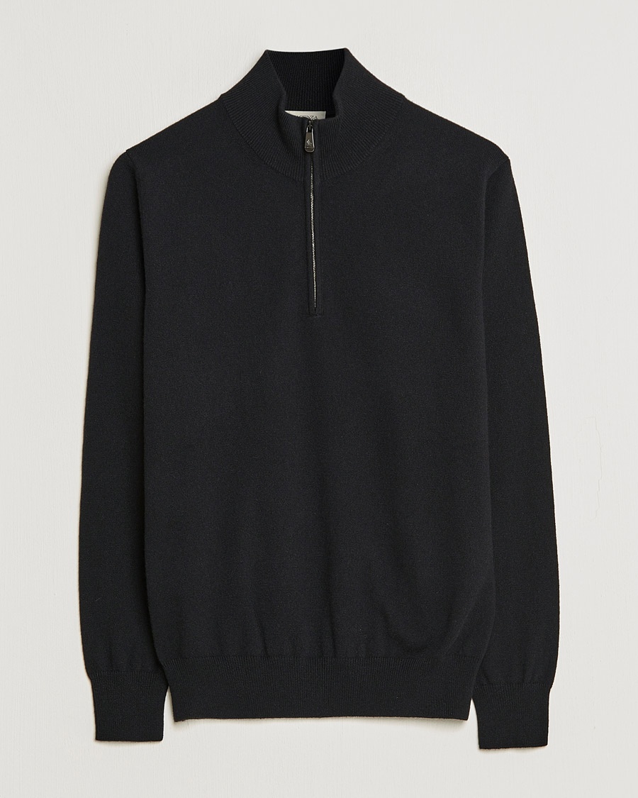 Piacenza Cashmere Cashmere Half Zip Sweater Black – Black