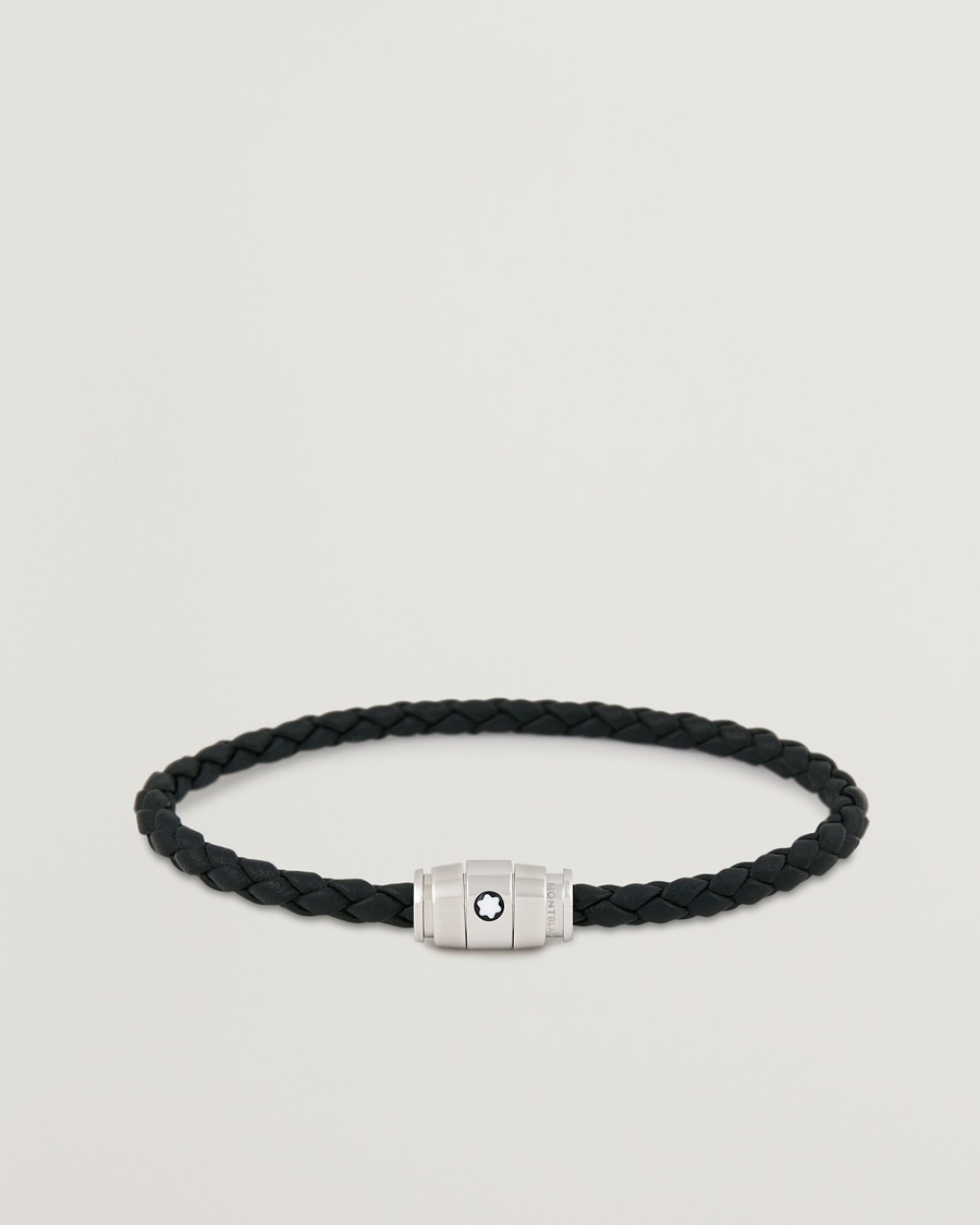 Montblanc Bracelet Steel 3 Rings Leather Black – Black