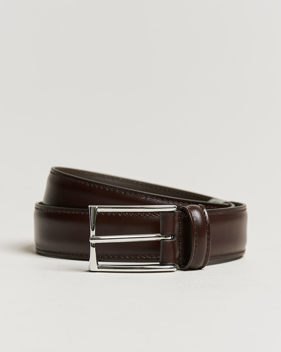 Men | Wedding Suit | Anderson's | Leather Suit Belt 3 cm Dark Brown