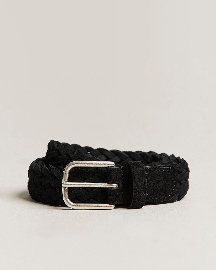 Men | Alla produkter | Anderson's | Woven Suede Belt 3 cm Black