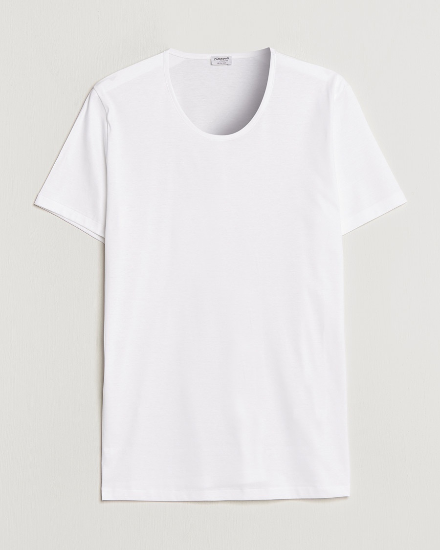 Zimmerli of Switzerland Sea Island Cotton Crew Neck T-Shirt White – White