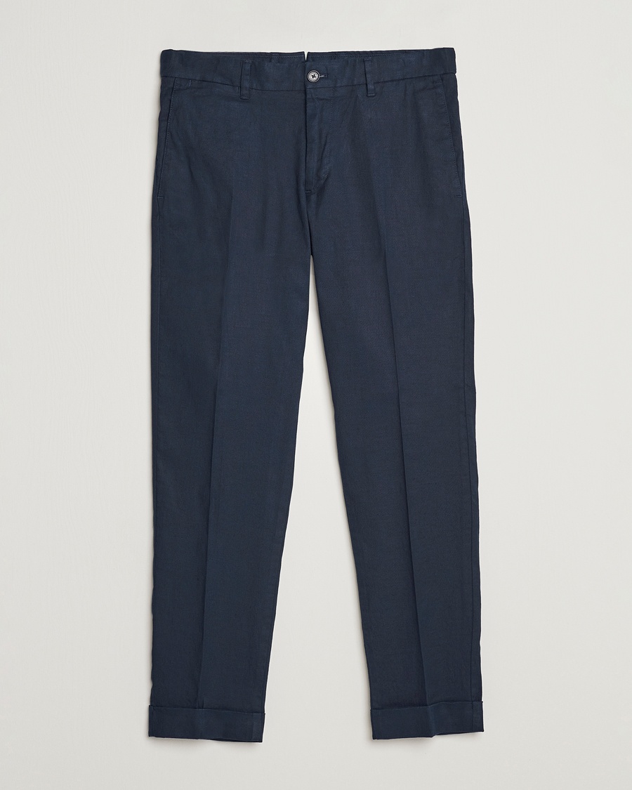  Grant Stretch Cotton/Linen Trousers Navy