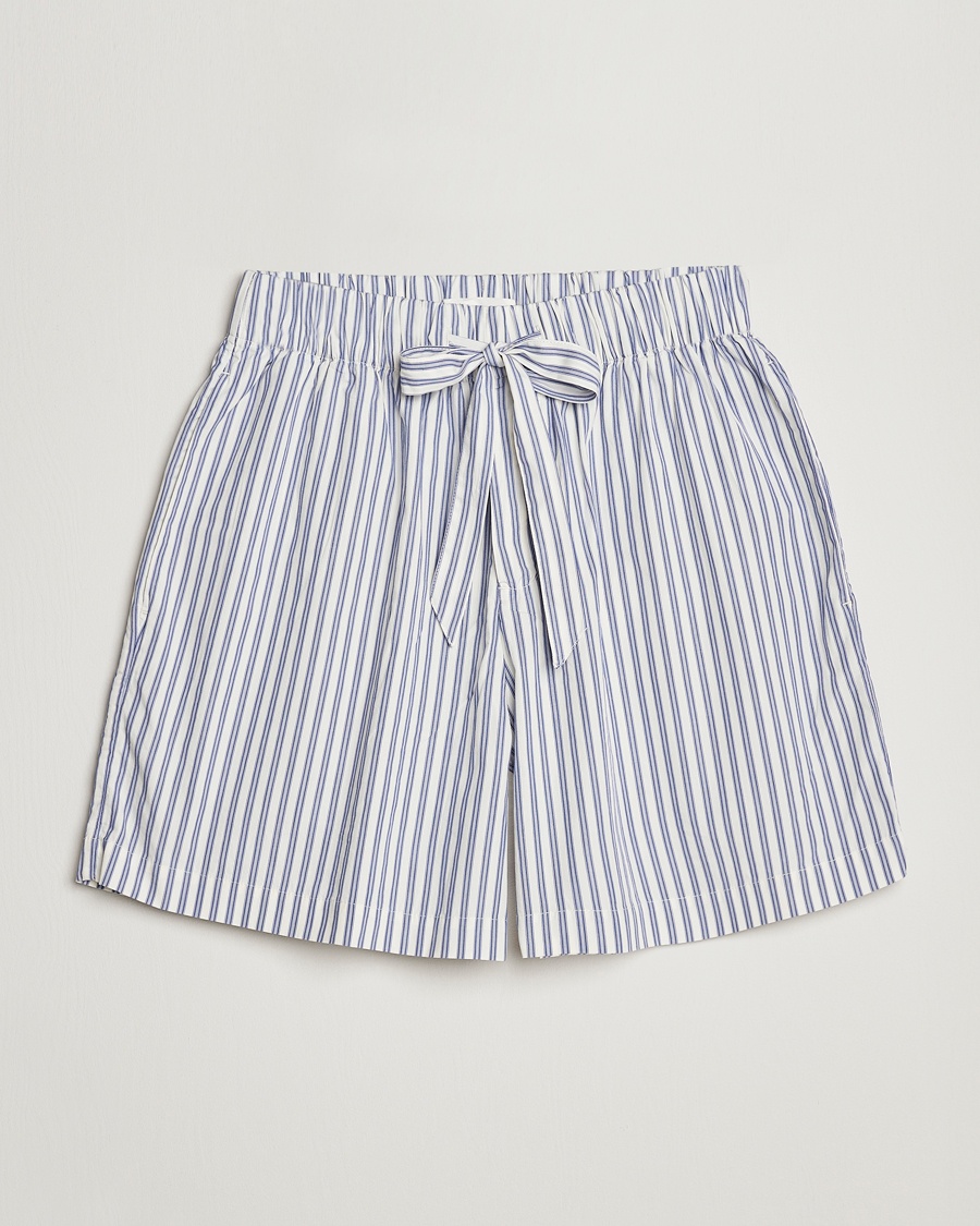Tekla Poplin Pyjama Shorts Skagen Stripes – Blue