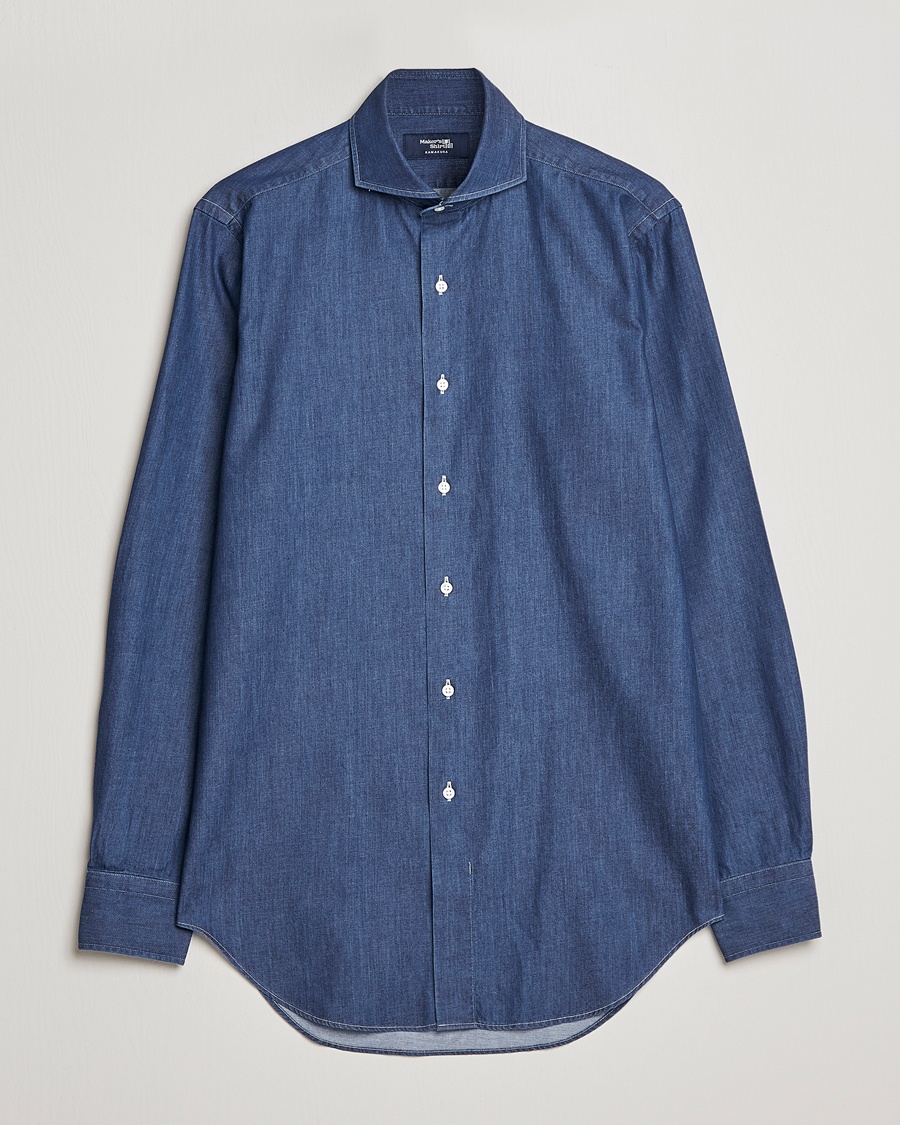 Kamakura Shirts Slim Fit Denim Shirt Dark Indigo – Blue
