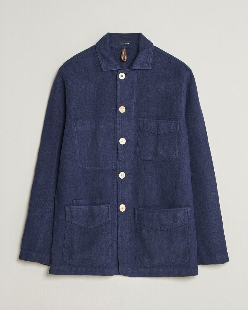 Drake's Heavy Linen 5-Pocket Chore Jacket Navy – Blue