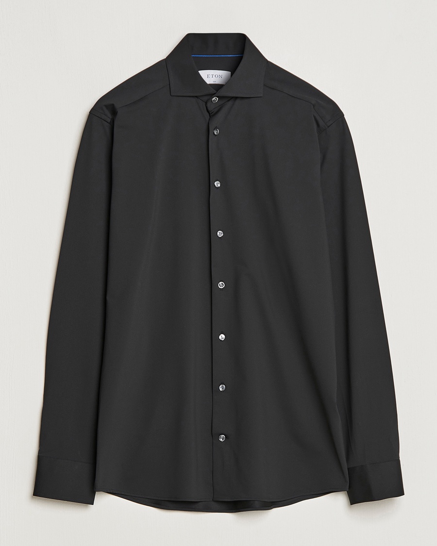 Eton Slim Fit Four Way Stretch Shirt Black – Black