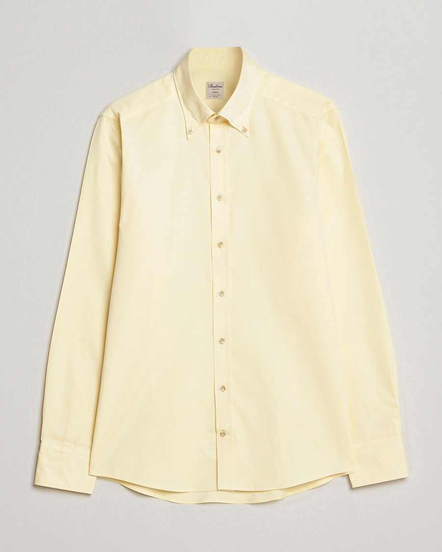 Stenströms Slimline Button Down Pinpoint Oxford Shirt Yellow – Yellow