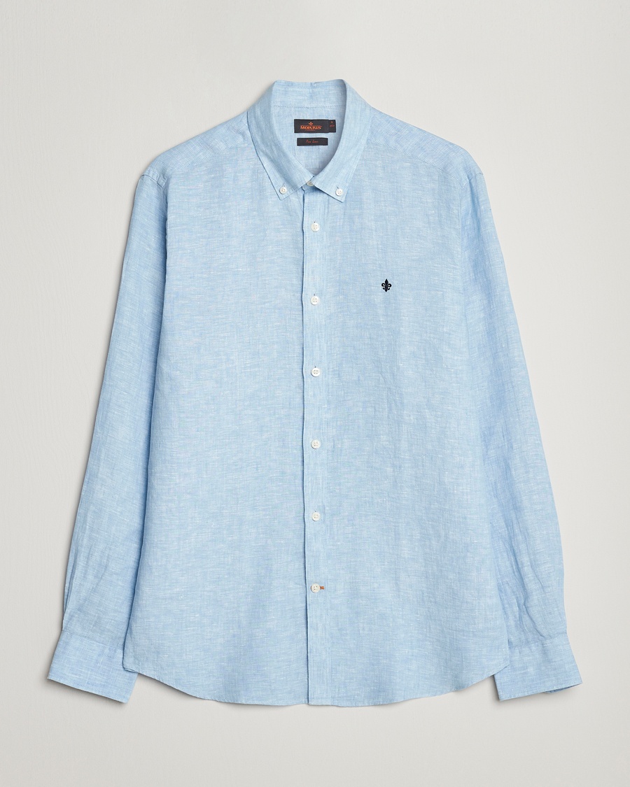 Morris Douglas Linen Button Down Shirt Light Blue – Blue