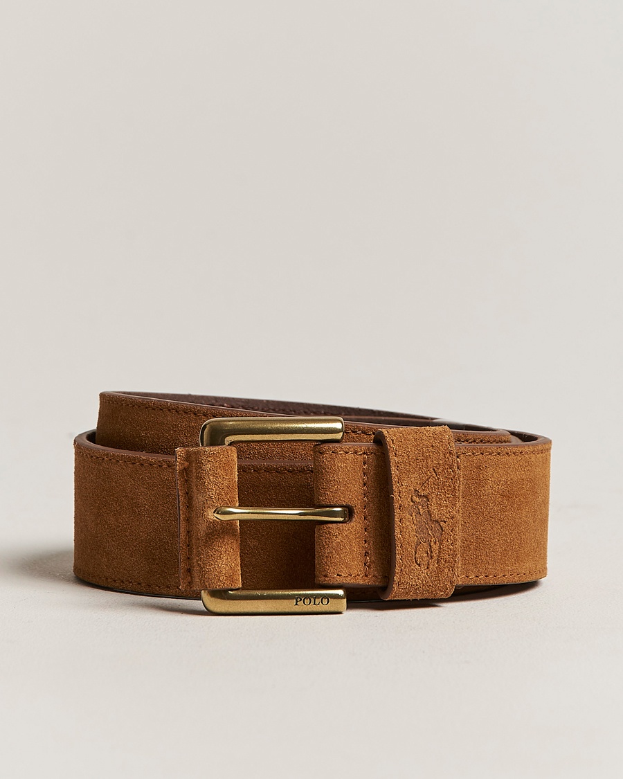 Men | Leather Belts | Polo Ralph Lauren | Suede Belt Tan