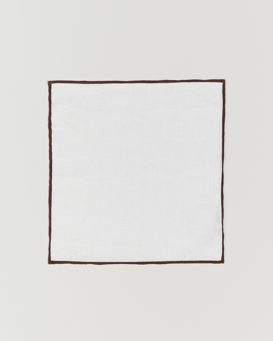 Amanda Christensen Linen Paspoal Pocket Square White/Brown – White