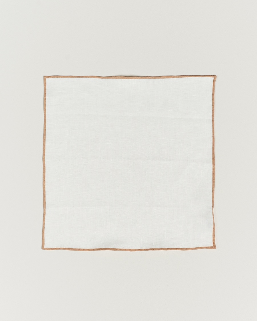 Amanda Christensen Linen Paspoal Pocket Square Sand/White – White
