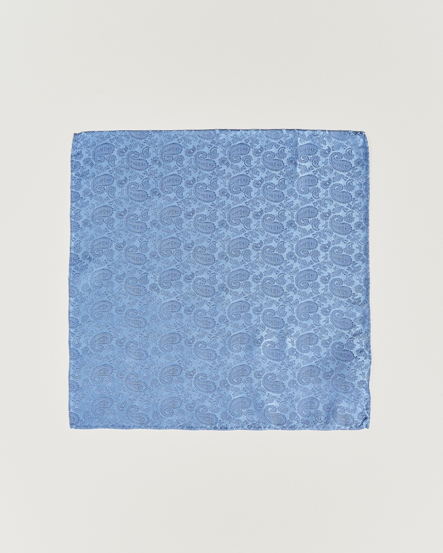 Amanda Christensen Tonal Paisley Silk Pocket Square Sky Blue – Blue