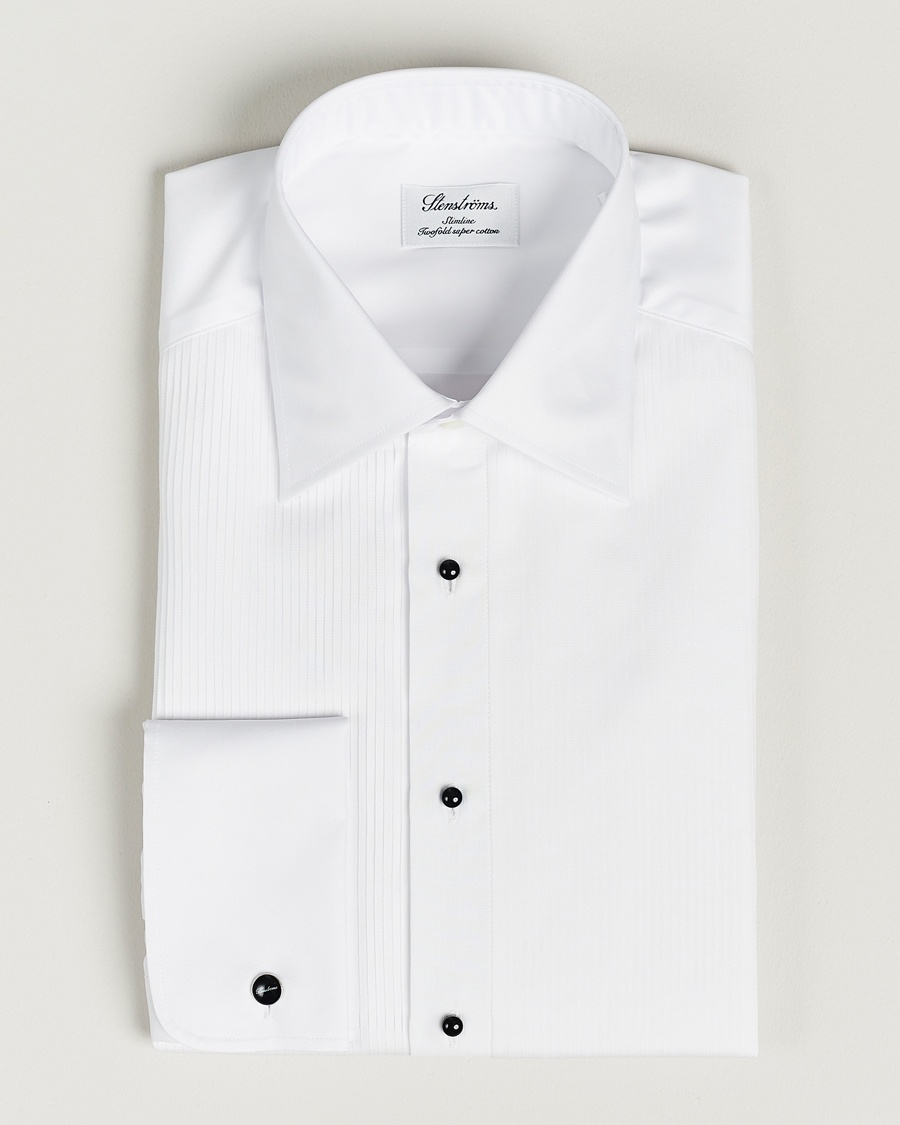 Stenströms Slimline Open Smoking Shirt White – White