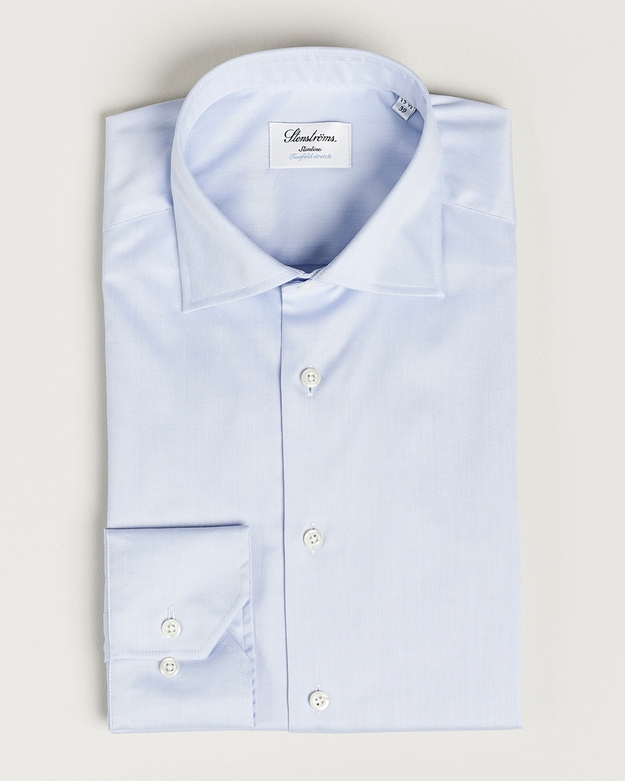 Men | | Stenströms | Slimline Twofold Stretch Shirt Light Blue