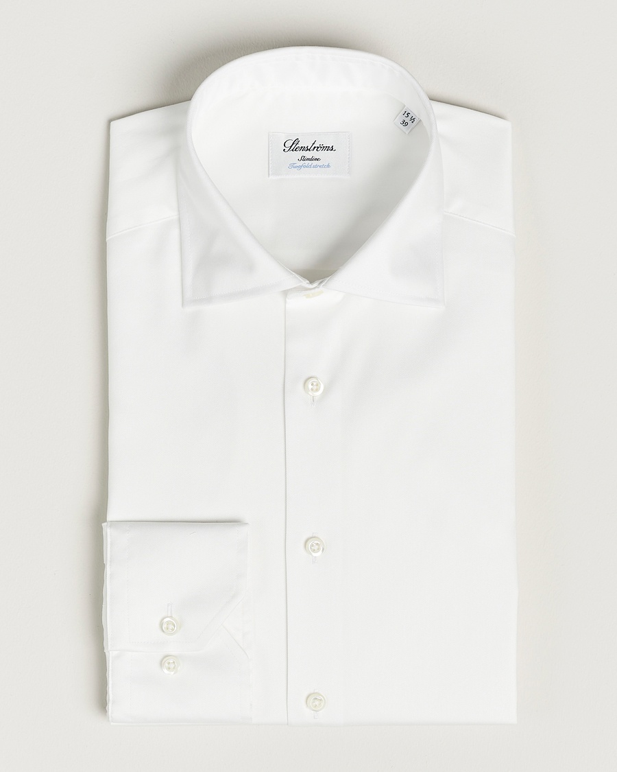 Men | | Stenströms | Fitted Body Twofold Stretch Shirt White