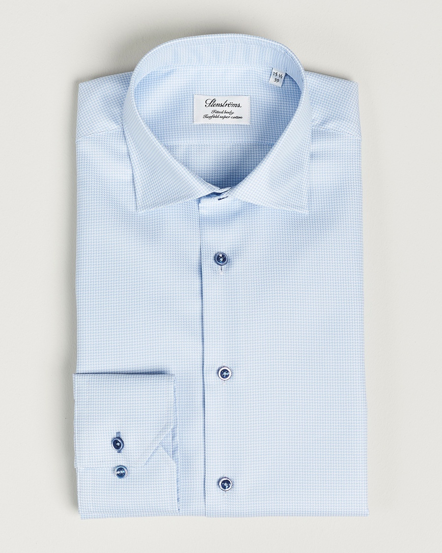 Men | | Stenströms | Fitted Body Contrast Shirt Light Blue