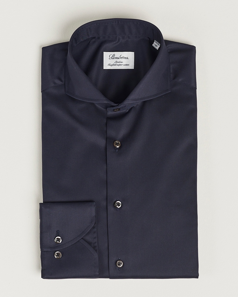 Men | | Stenströms | Slimline Extreme Cut Away Shirt Navy