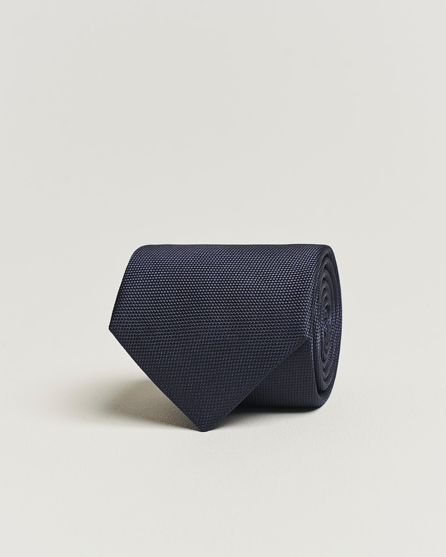 Eton Silk Basket Weave Tie Navy – Blue