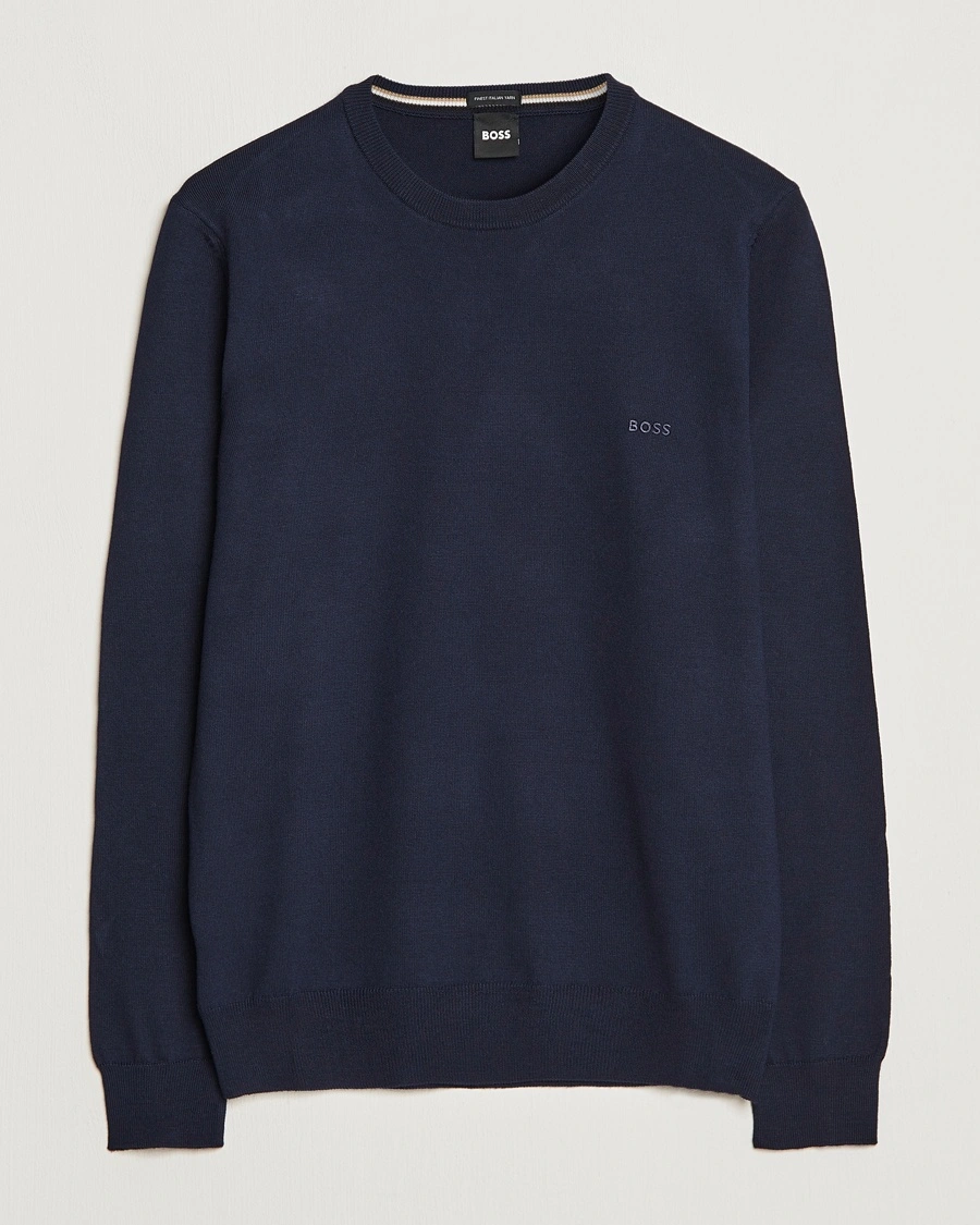 BOSS BLACK Botto Merino Knitted Pullover Dark Blue – Blue