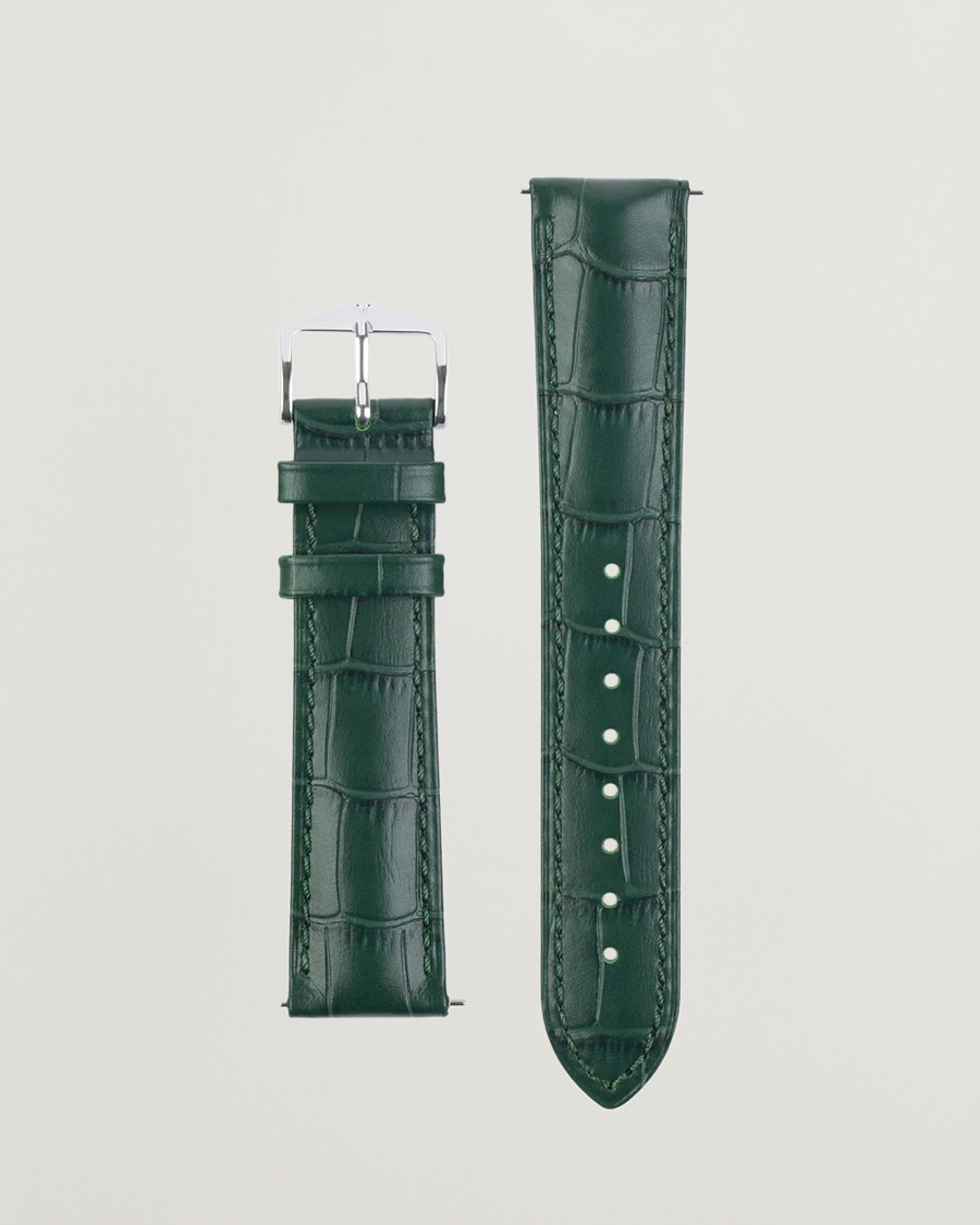 HIRSCH Duke Embossed Leather Watch Strap Green – Green