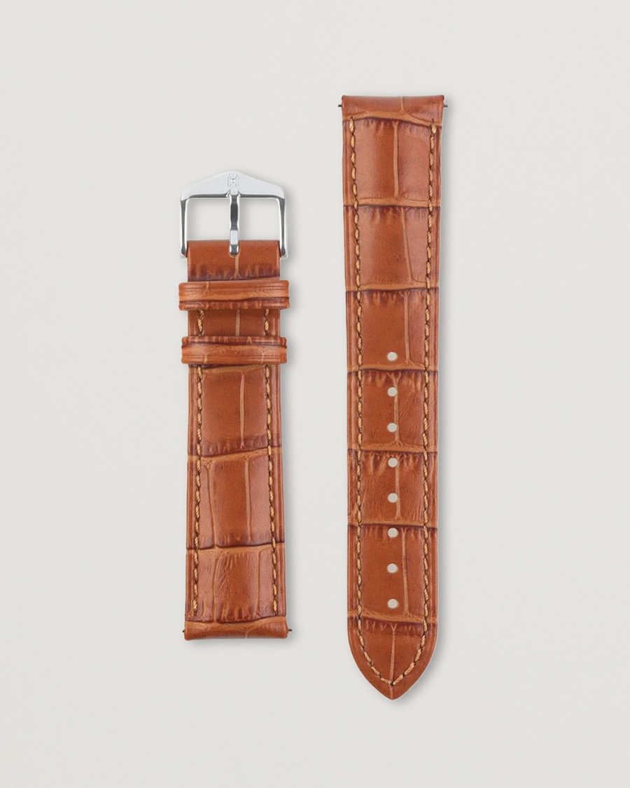 HIRSCH Duke Embossed Leather Watch Strap Honey Brown – Brown