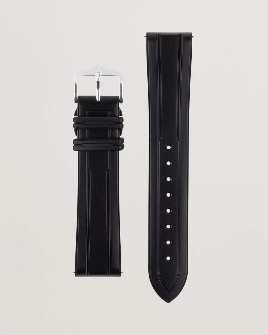 HIRSCH Hevea Rubber Watch Strap Black – Black