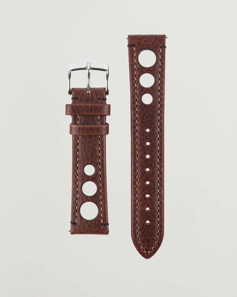 Men | | HIRSCH | Rally Natural Leather Racing Watch Strap Brown
