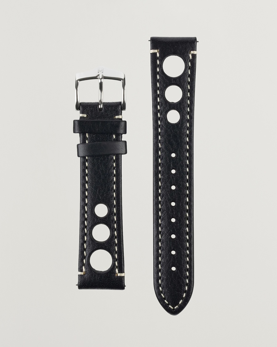 HIRSCH Rally Natural Leather Racing Watch Strap Black – Black