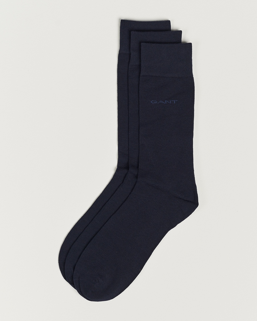 Men | Clothing | GANT | 3-Pack Cotton Socks Marine
