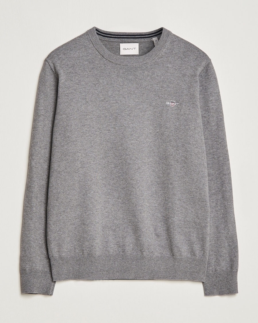 Gant Classic Cotton Crew Neck Dark Grey Melange – Grey