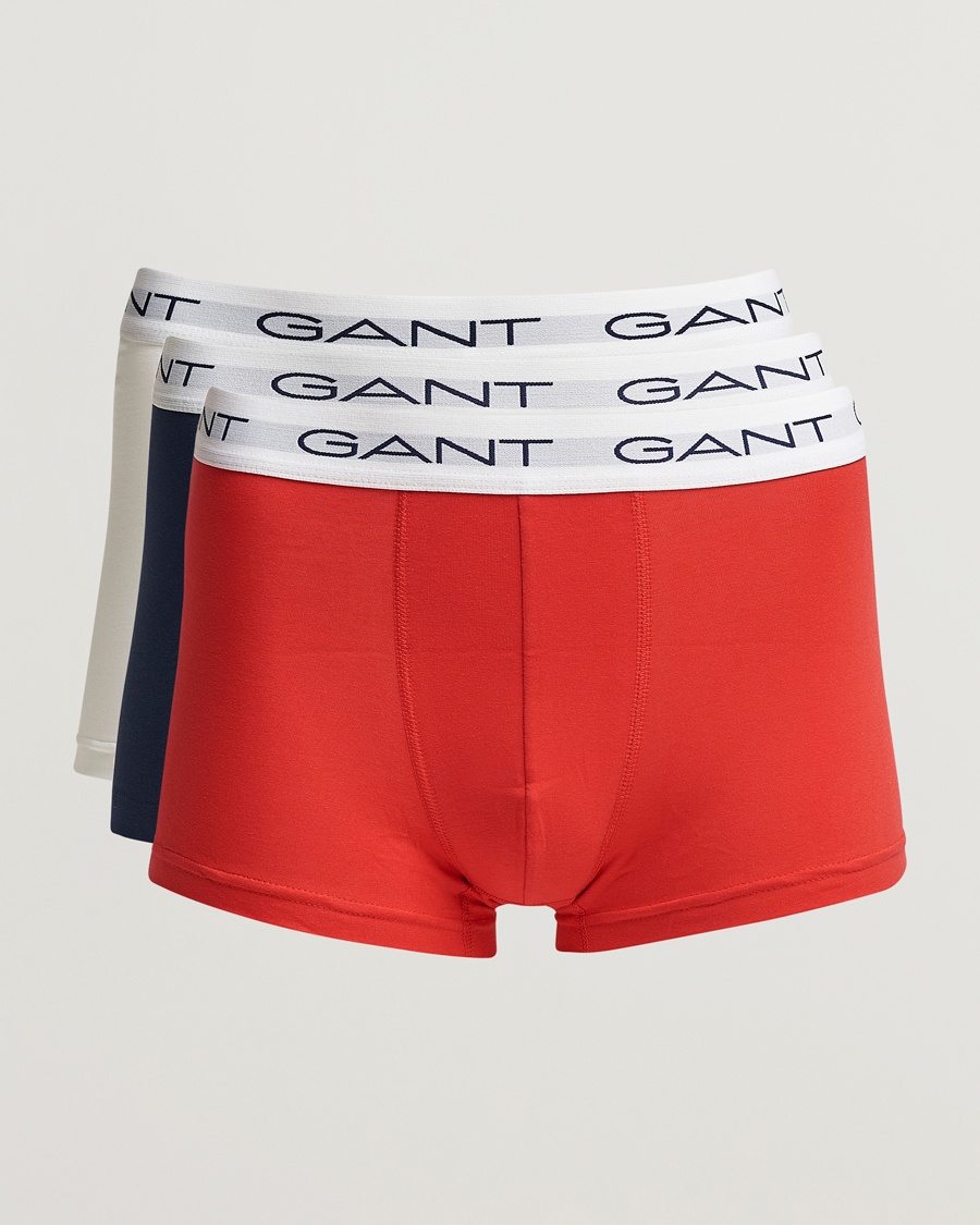Men | Clothing | GANT | 3-Pack Trunk Boxer Red/Navy/White