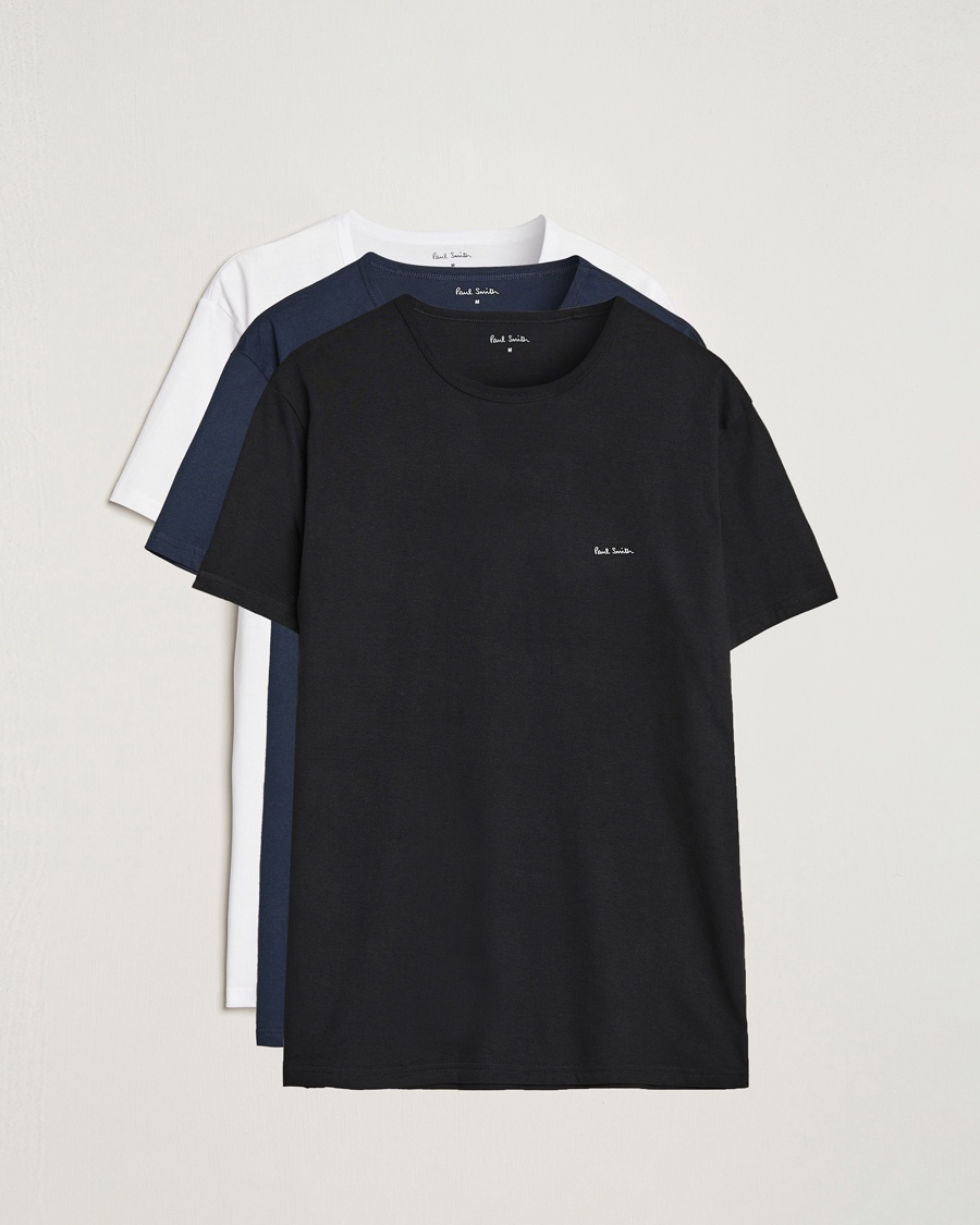 Paul Smith 3-Pack Crew Neck T-Shirt Black/Navy/White – Black