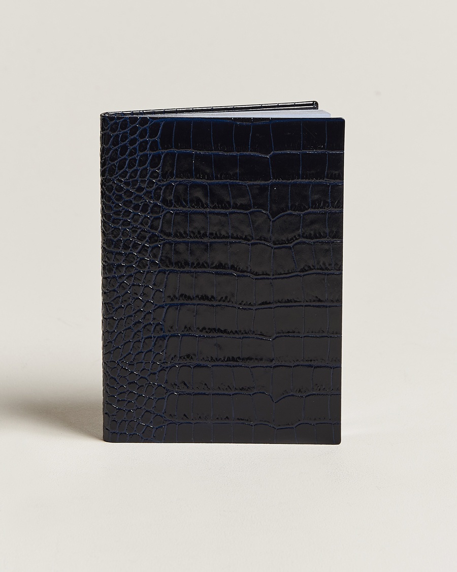 Smythson Mara Leather Notebook Navy – Blue
