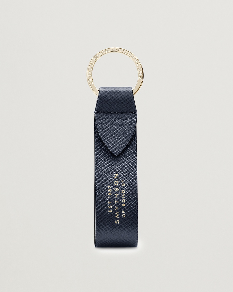 Men | | Smythson | Panama Leather Keyring Navy