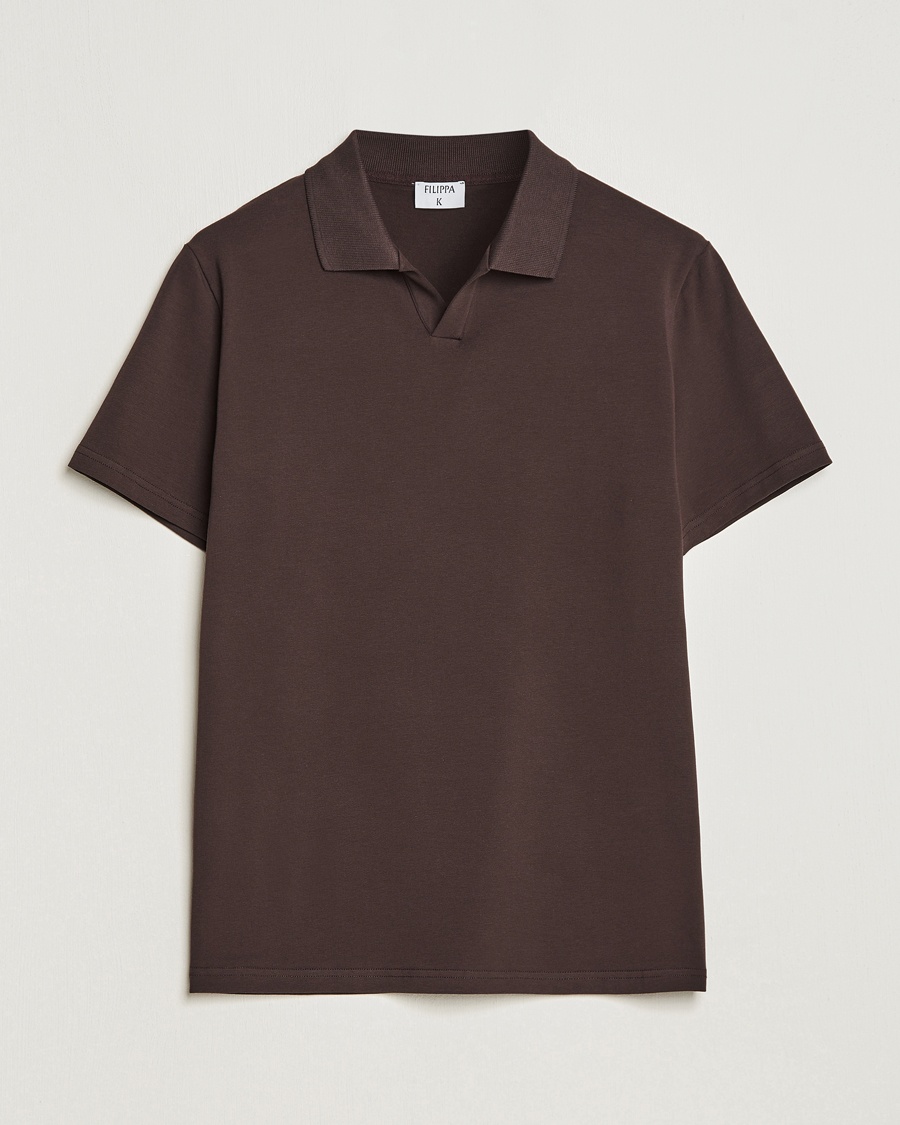 Filippa K Soft Lycra Polo T-Shirt Dark Chocolate – Brown