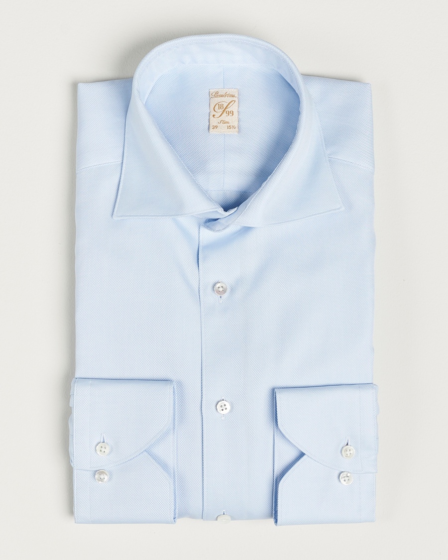 Stenströms 1899 Slim Cotton Royal Oxford Shirt Light Blue – Blue