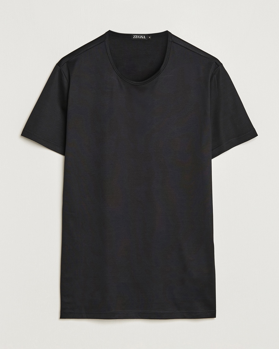 Men | T-Shirts | Zegna | Filoscozia Pure Cotton Round Neck T-Shirt Black