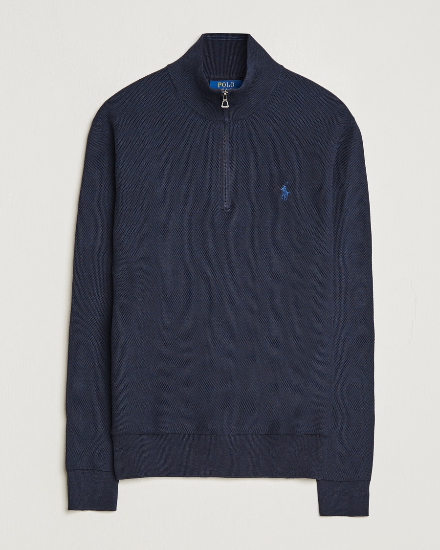 Polo Ralph Lauren Textured Half Zip Navy Heather – Blue