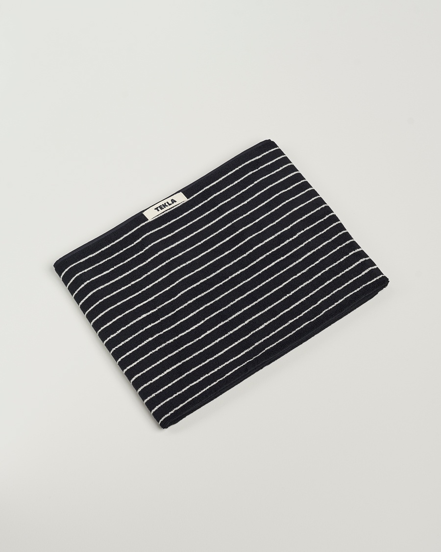 Men | Towels | Tekla | Organic Terry Bath Towel Black Stripe