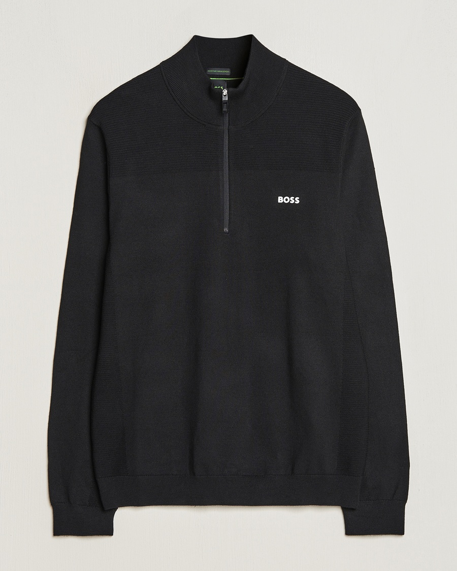 Men | BOSS GREEN | BOSS GREEN | Momentum Knitted Half Zip Black