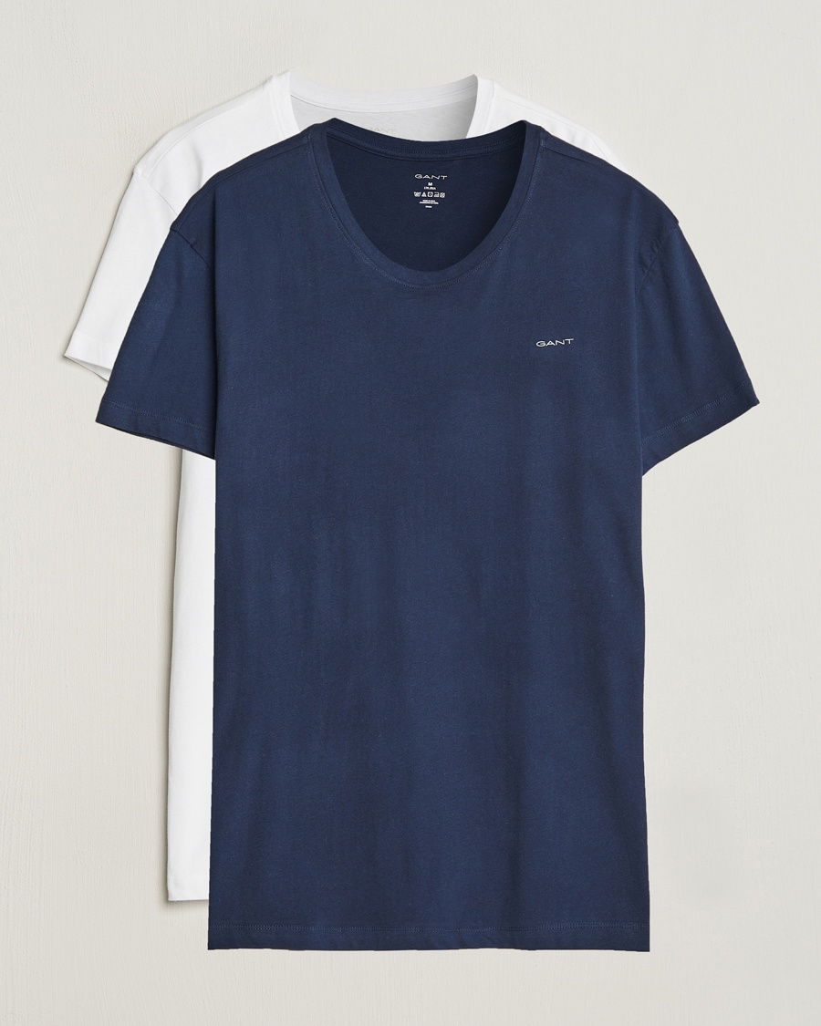 Men | Clothing | GANT | 2-Pack Crew Neck T-Shirt Navy/White