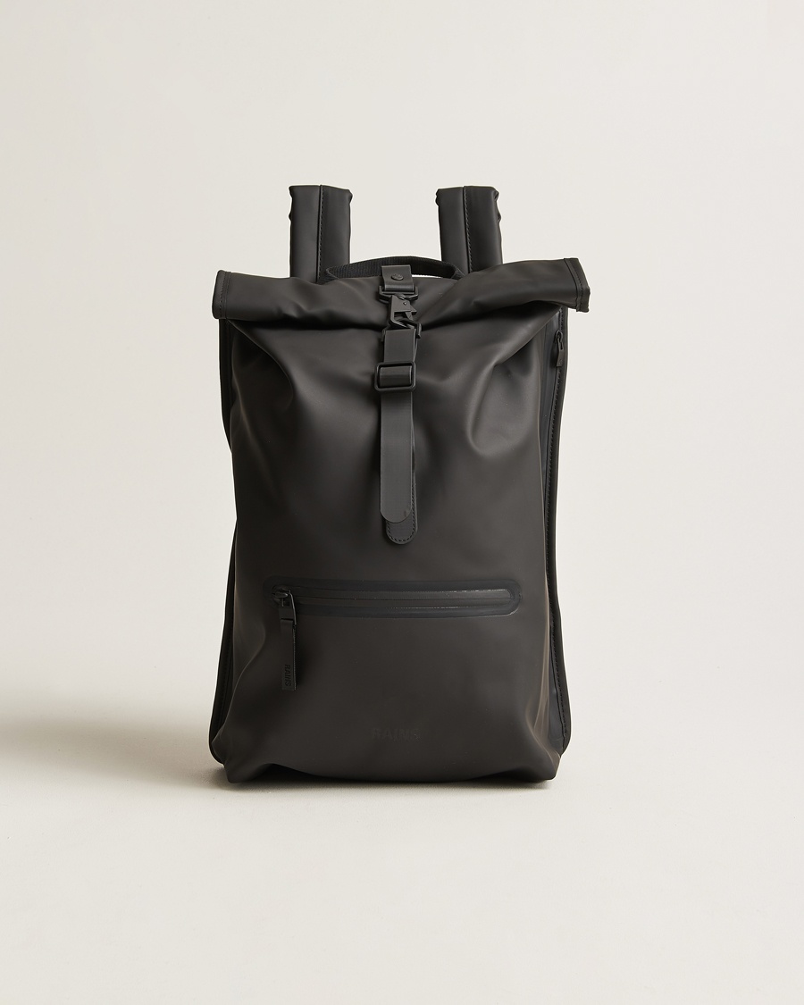 RAINS Rolltop Rucksack Black – Black