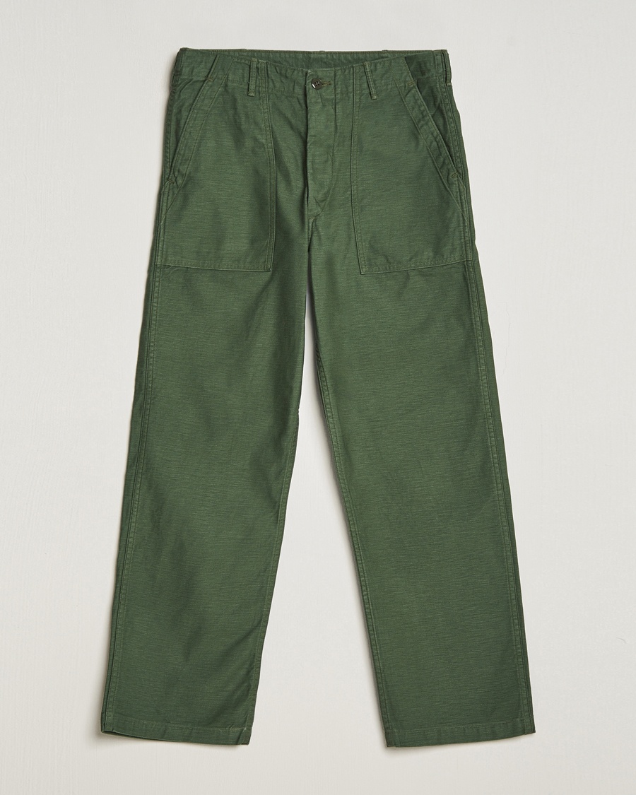 Men | orSlow | orSlow | Regular Fit Original Sateen Fatigue Pants Green