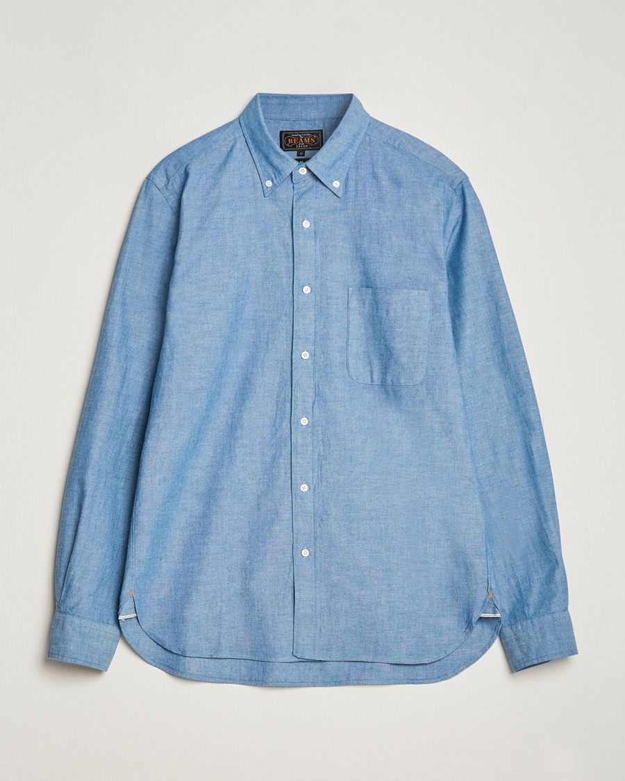 BEAMS PLUS Chambray Button Down Shirt Blue – Blue