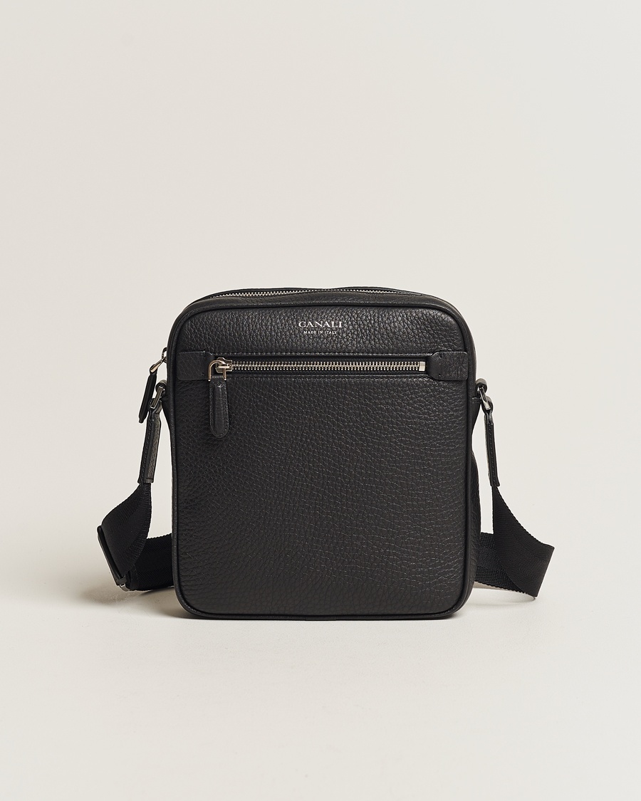 Men | Shoulder Bags | Canali | Grain Leather Shoulder Bag Black