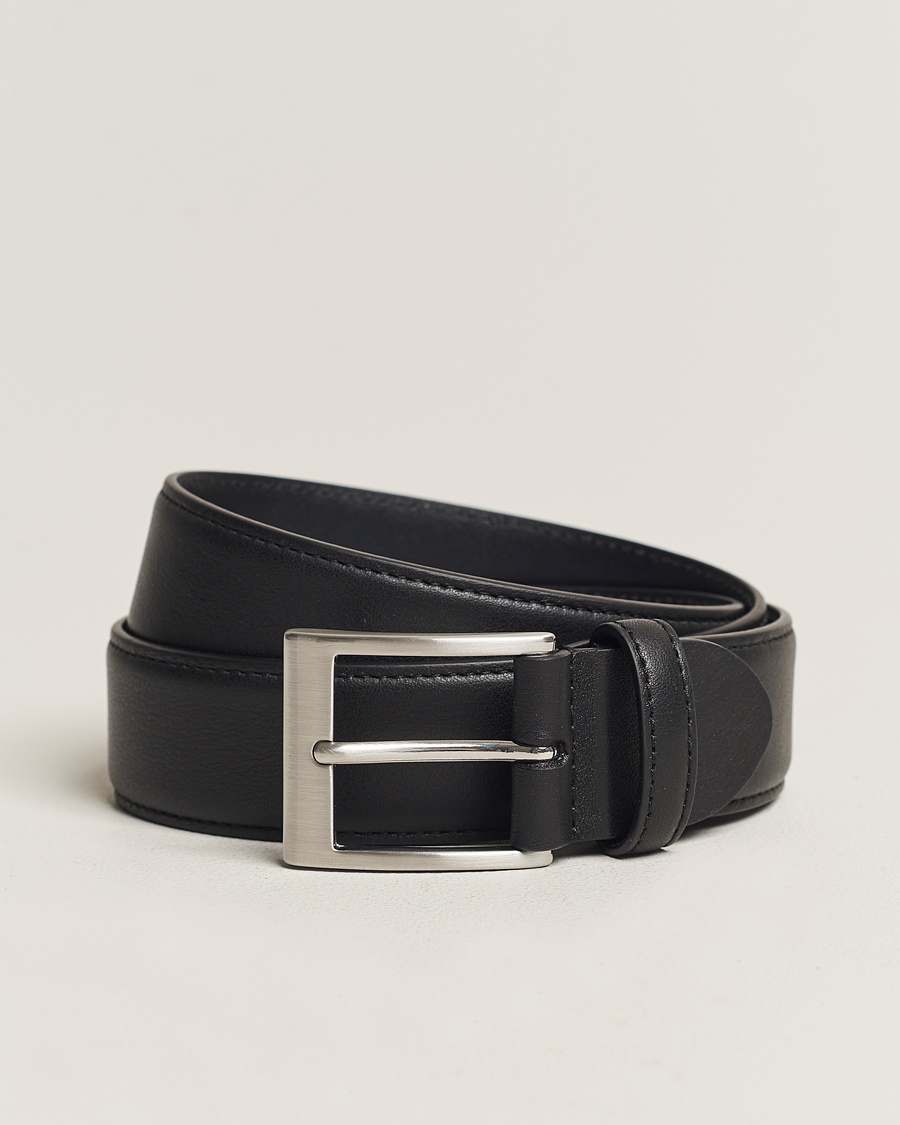 Canali Classic Leather Belt Black Calf – Black