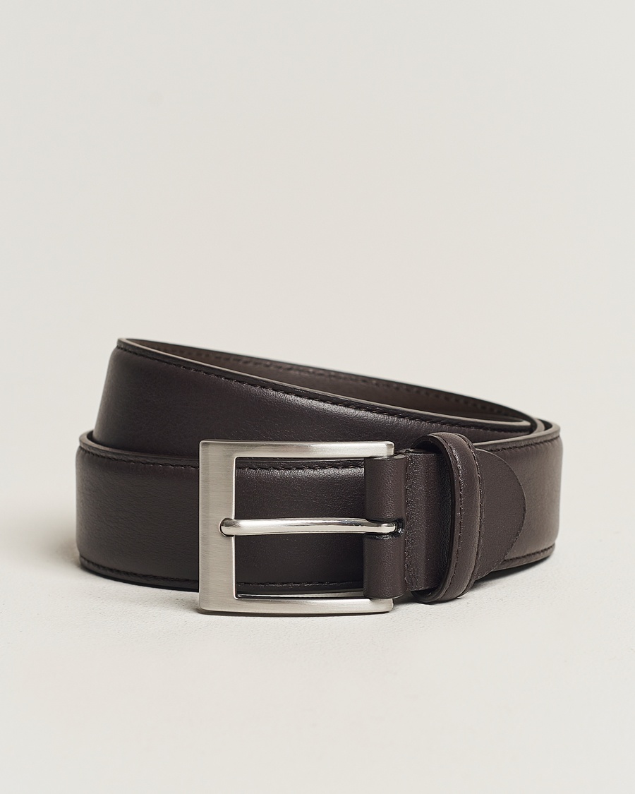 Canali Classic Leather Belt Dark Brown Calf – Brown