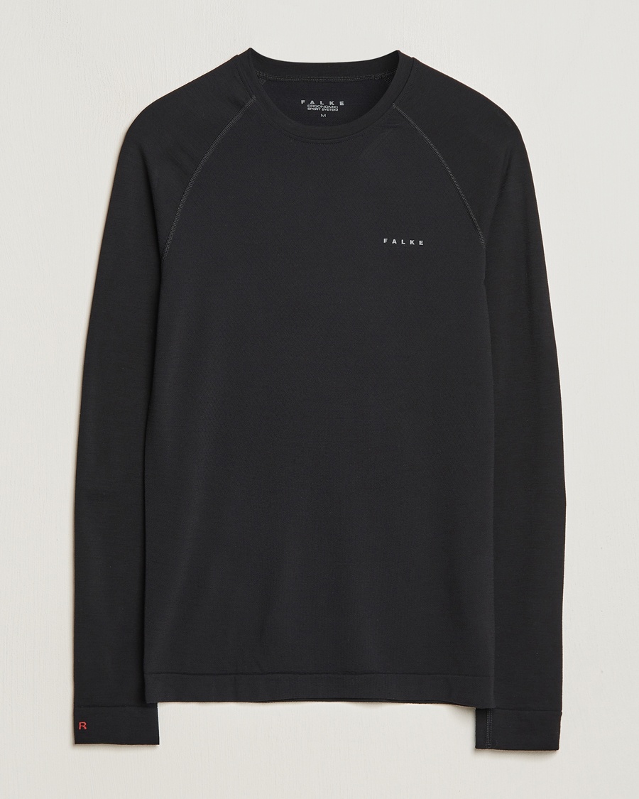 Men | T-Shirts | Falke Sport | Long Sleeve Wool Tech Light Shirt Black