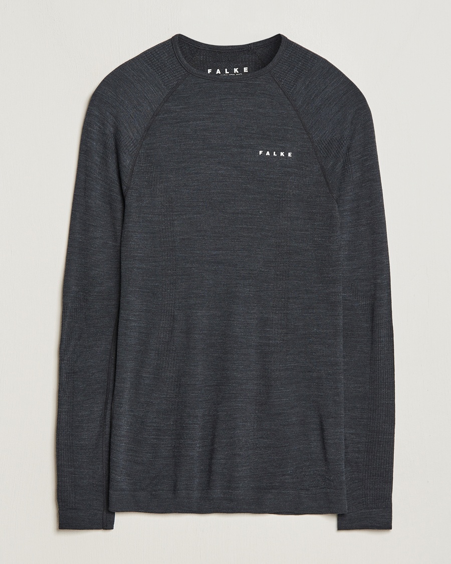Men | T-Shirts | Falke Sport | Falke Long Sleeve Wool Tech Shirt Black